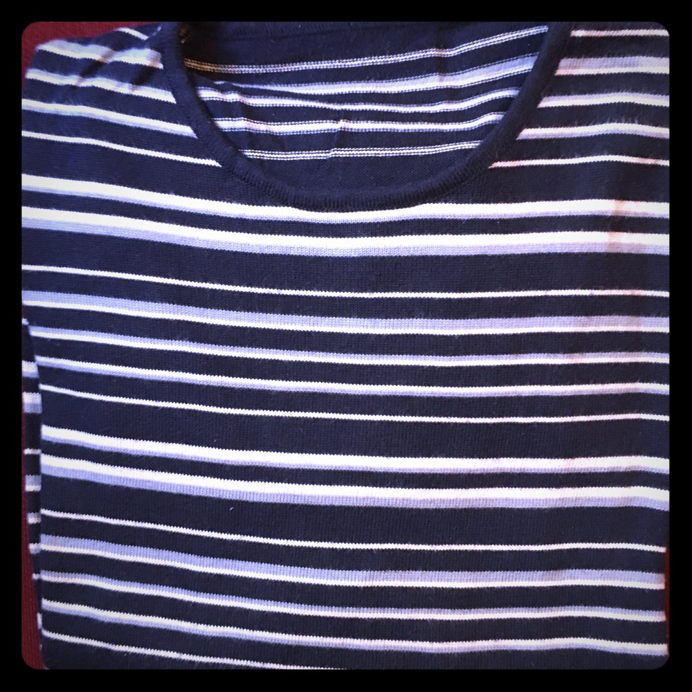 Striped navy blue and white sweater Made in Italy